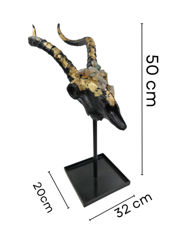 Escultura de Cráneo Antílope Resina y Cuarzos