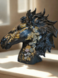 Escultura de Busto de Caballo con Cuarzos