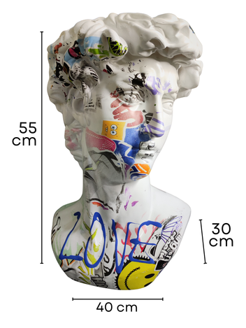 Busto David Love Blanco En Resina