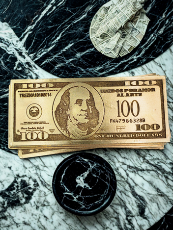 Golden Money Paca De Billetes En Resina Metalizada