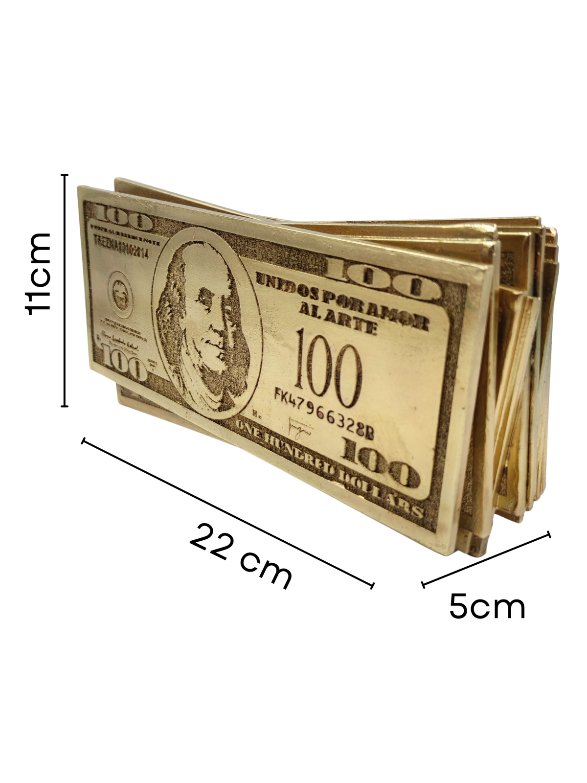 Golden Money Paca De Billetes En Resina Metalizada