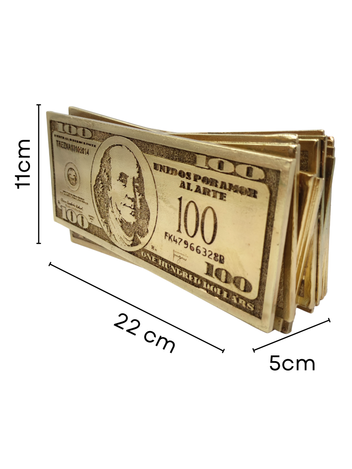 Golden Money Paca De Billetes En Resina Metalizada