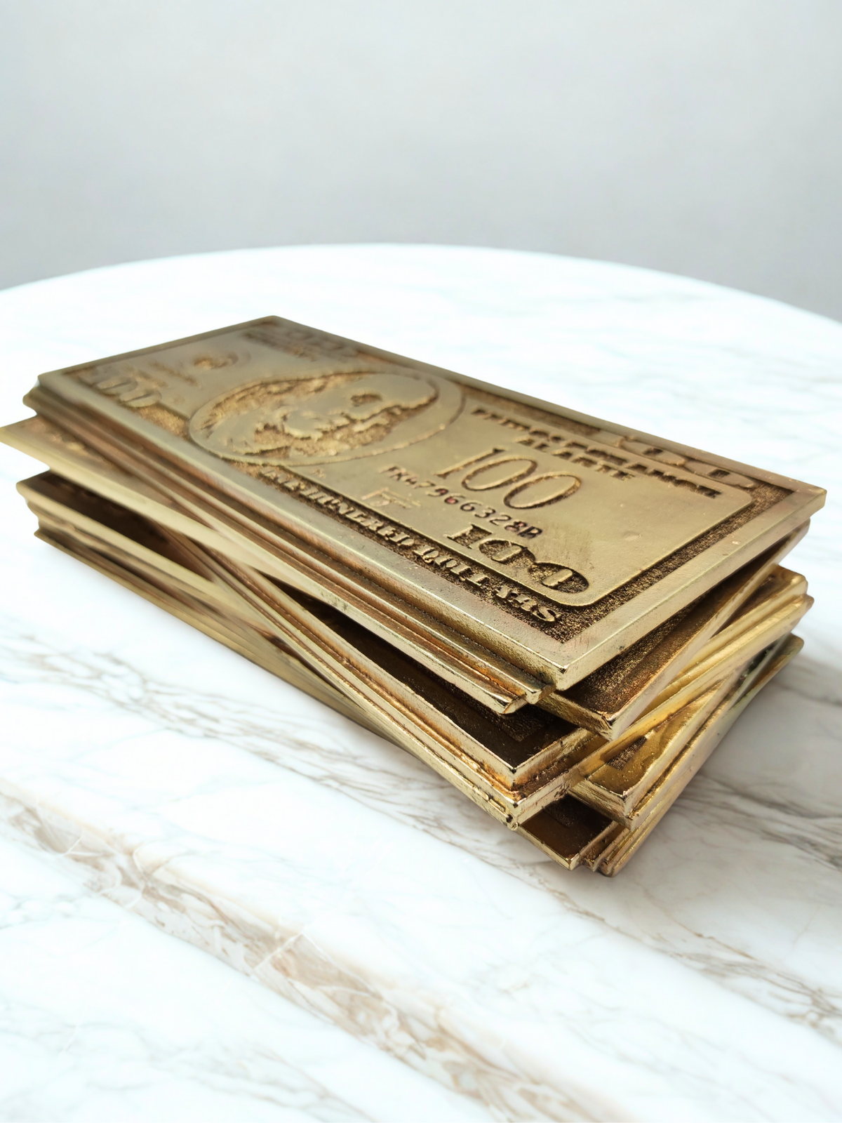 Golden Money Paca De Billetes En Resina Metalizada
