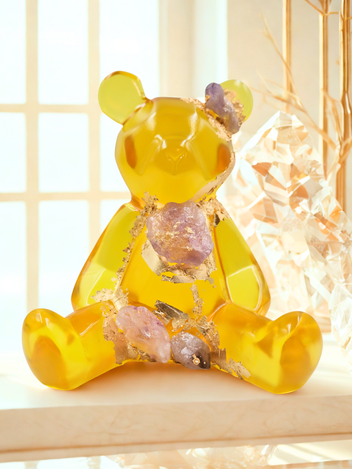 Escultura Gummy En Resina Transparente Y Cuarzos Naturales