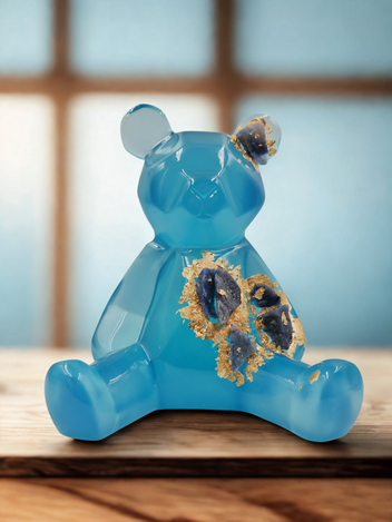 Escultura Gummy En Resina Transparente Y Cuarzos Naturales