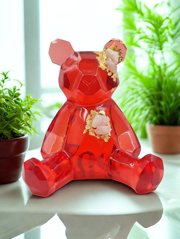 Escultura Gummy En Resina Transparente Y Cuarzos Naturales