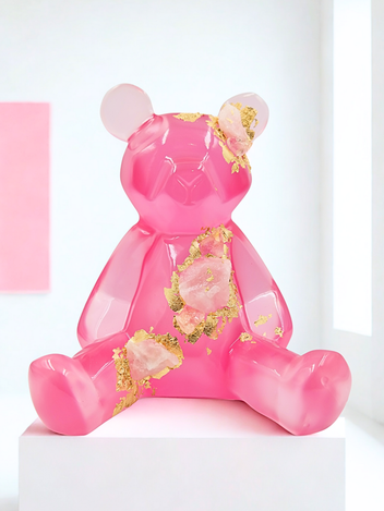 Escultura Gummy En Resina Transparente Y Cuarzos Naturales