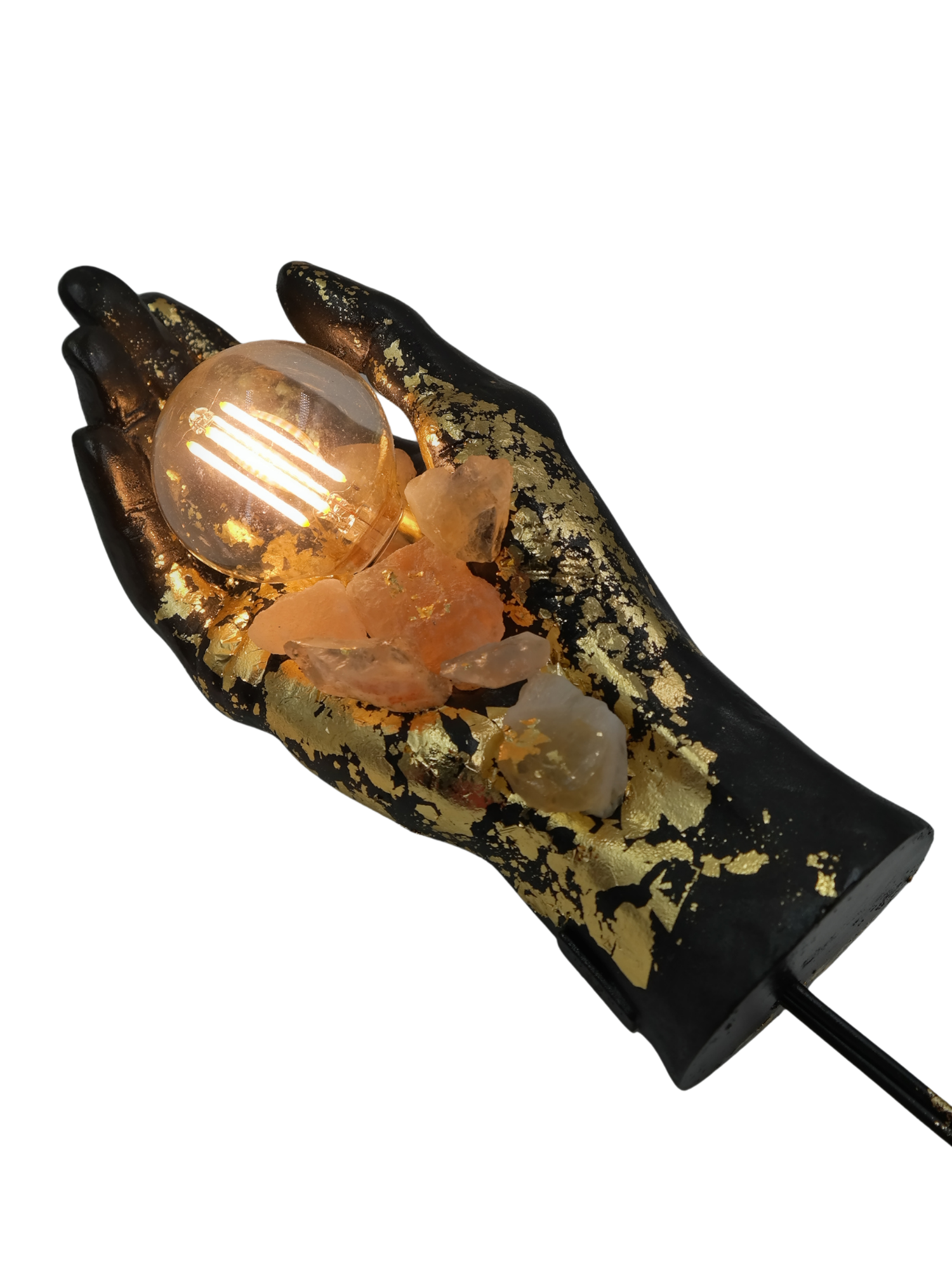 Lámpara Mano de Dios con Cuarzos