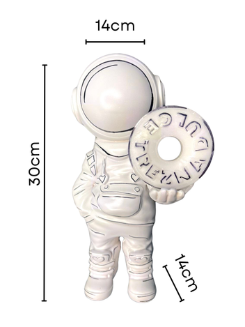Escultura De Astronauta Saturnina En Resina Tethys