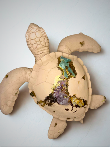 Escultura De Tortuga Con Cuarzos