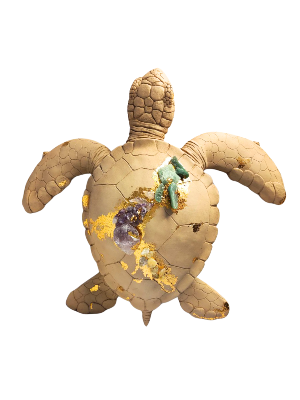 Escultura De Tortuga Con Cuarzos