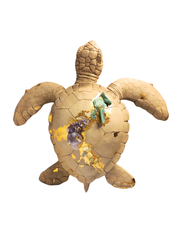 Escultura De Tortuga Con Cuarzos