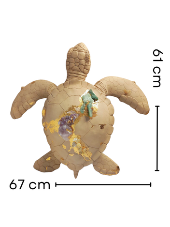 Escultura De Tortuga Con Cuarzos