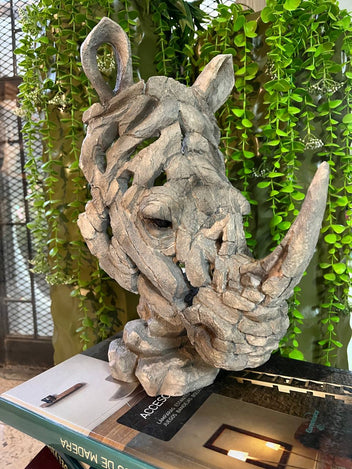 Escultura Cabeza De Rinoroca En Resina