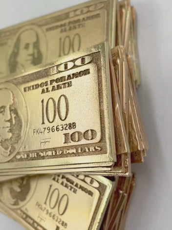 Golden Money Paca De Billetes En Resina Metalizada